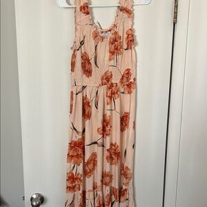 Patrons of Peace Floral Maxi Dress - Orange and Cream